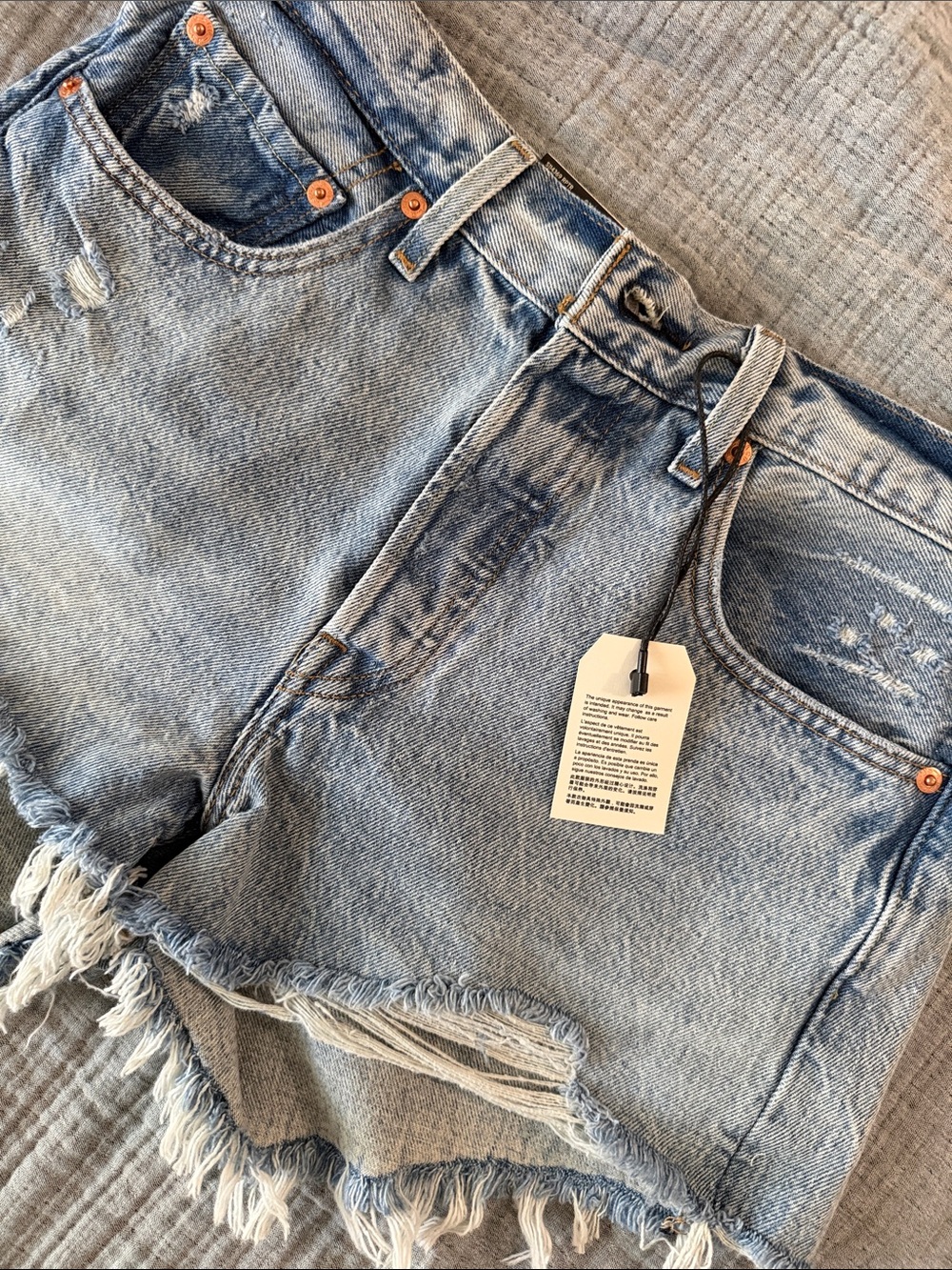 Levi’s 501 Light Blue Distressed Women's Denim Shorts
